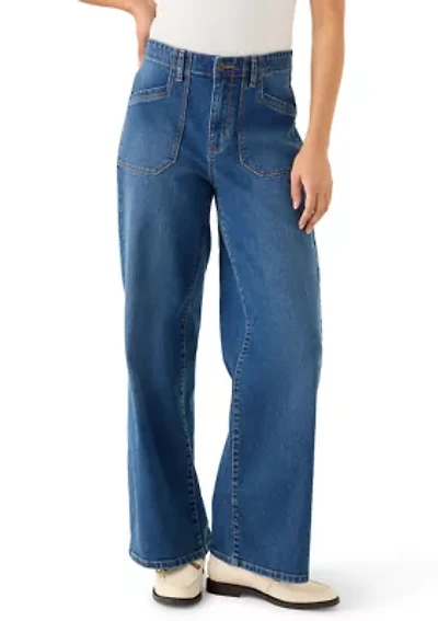 Women's High Rise Pocket Wide Leg Jeans