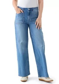 Women's High Rise Pocket Wide Leg Jeans