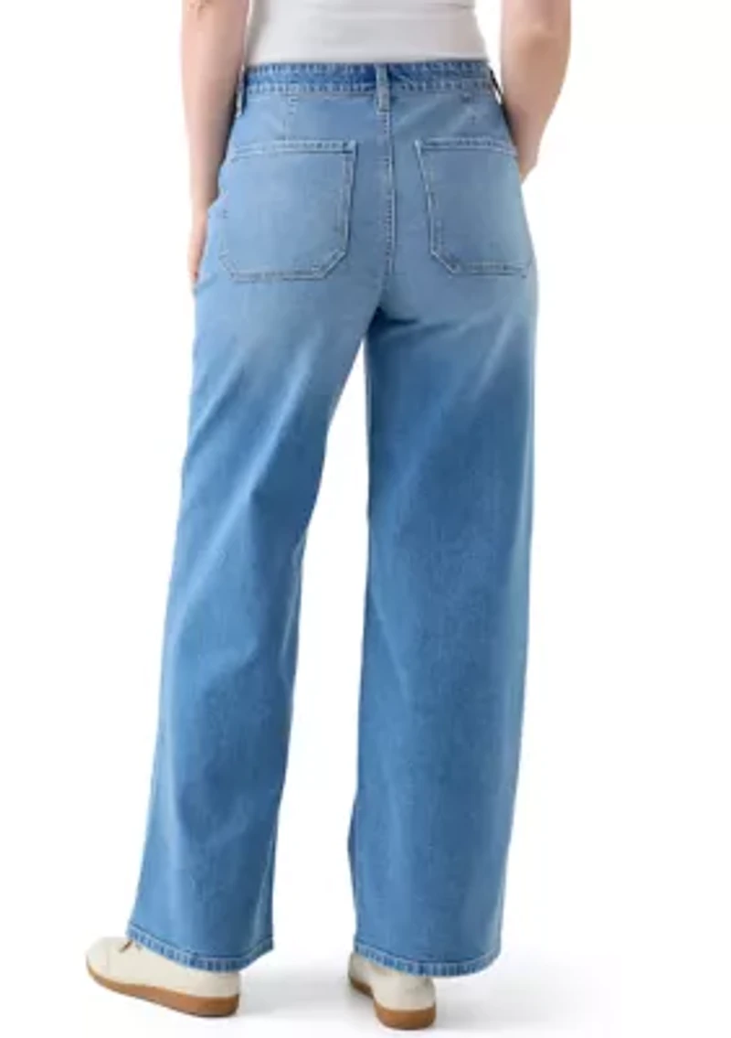 Women's High Rise Pocket Wide Leg Jeans