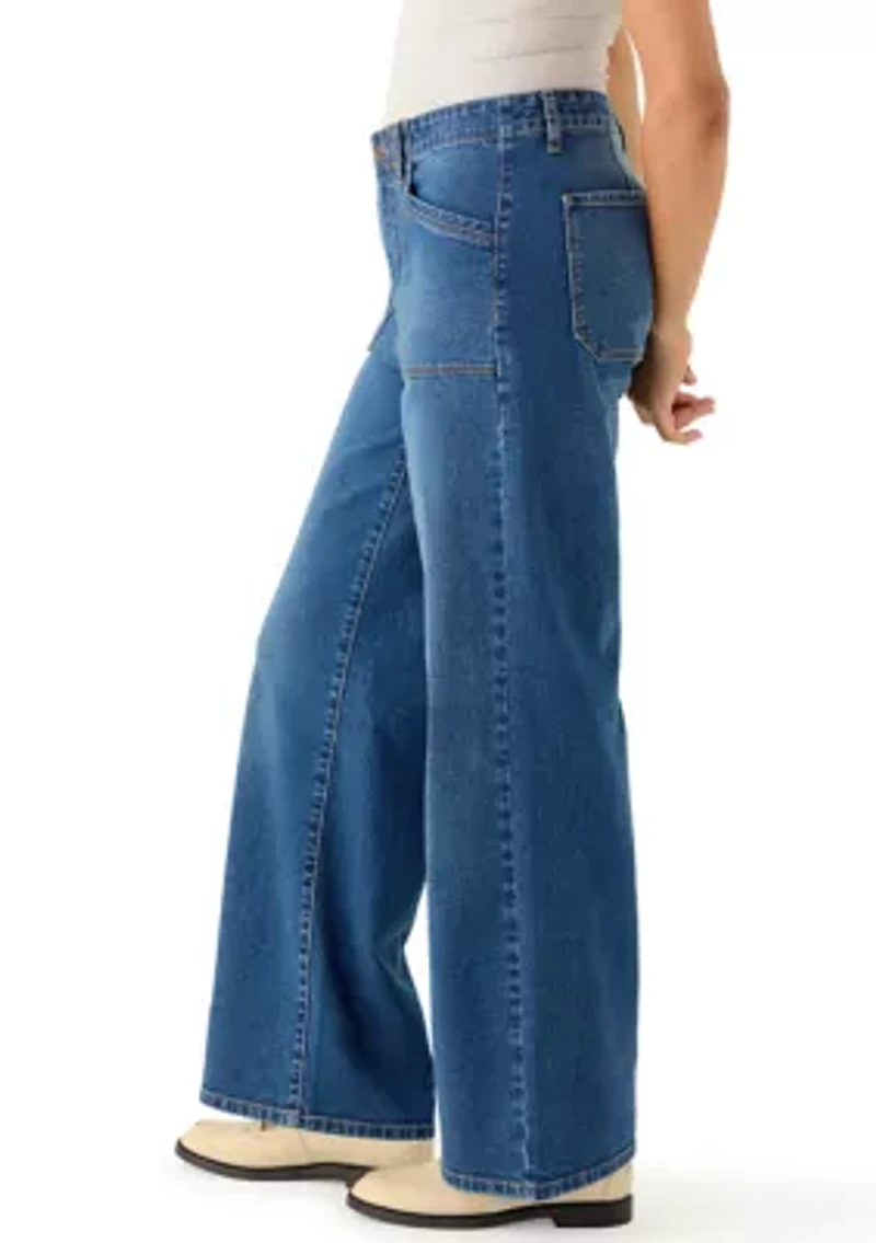 Women's High Rise Pocket Wide Leg Jeans