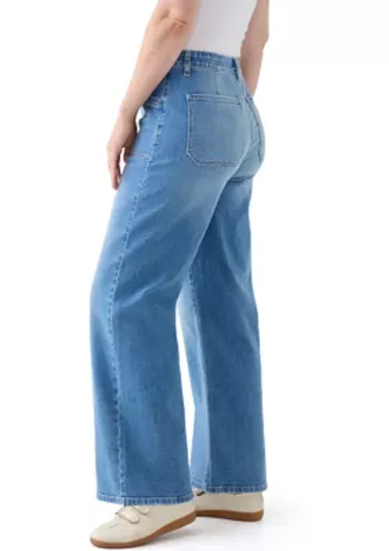 Women's High Rise Pocket Wide Leg Jeans