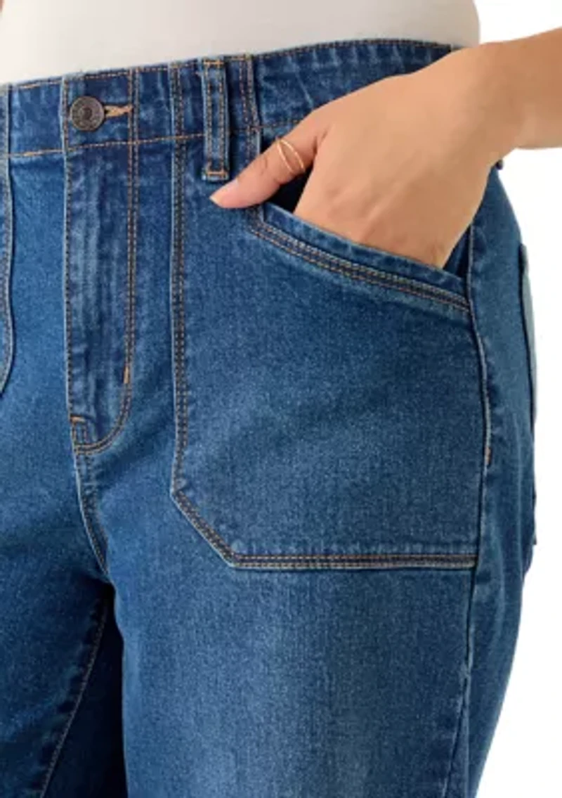 Women's High Rise Pocket Wide Leg Jeans