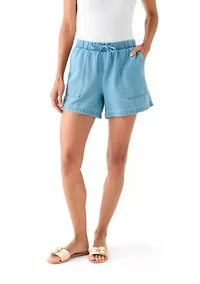 Women's Denim Tie Waist Shorts
