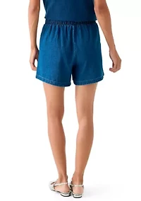 Women's Denim Tie Waist Shorts