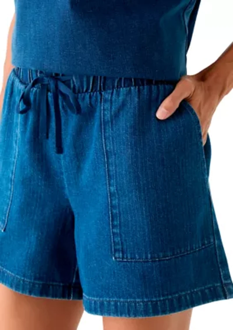 Women's Denim Tie Waist Shorts