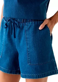 Women's Denim Tie Waist Shorts