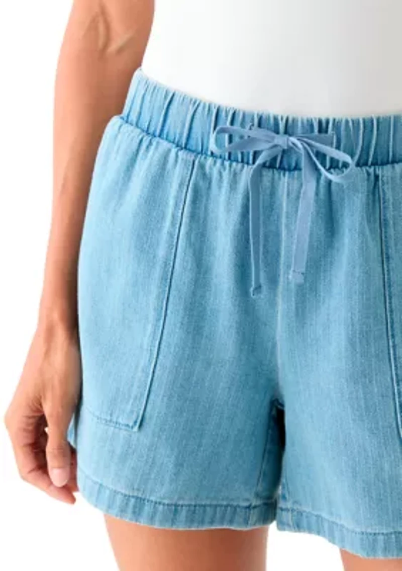 Women's Denim Tie Waist Shorts