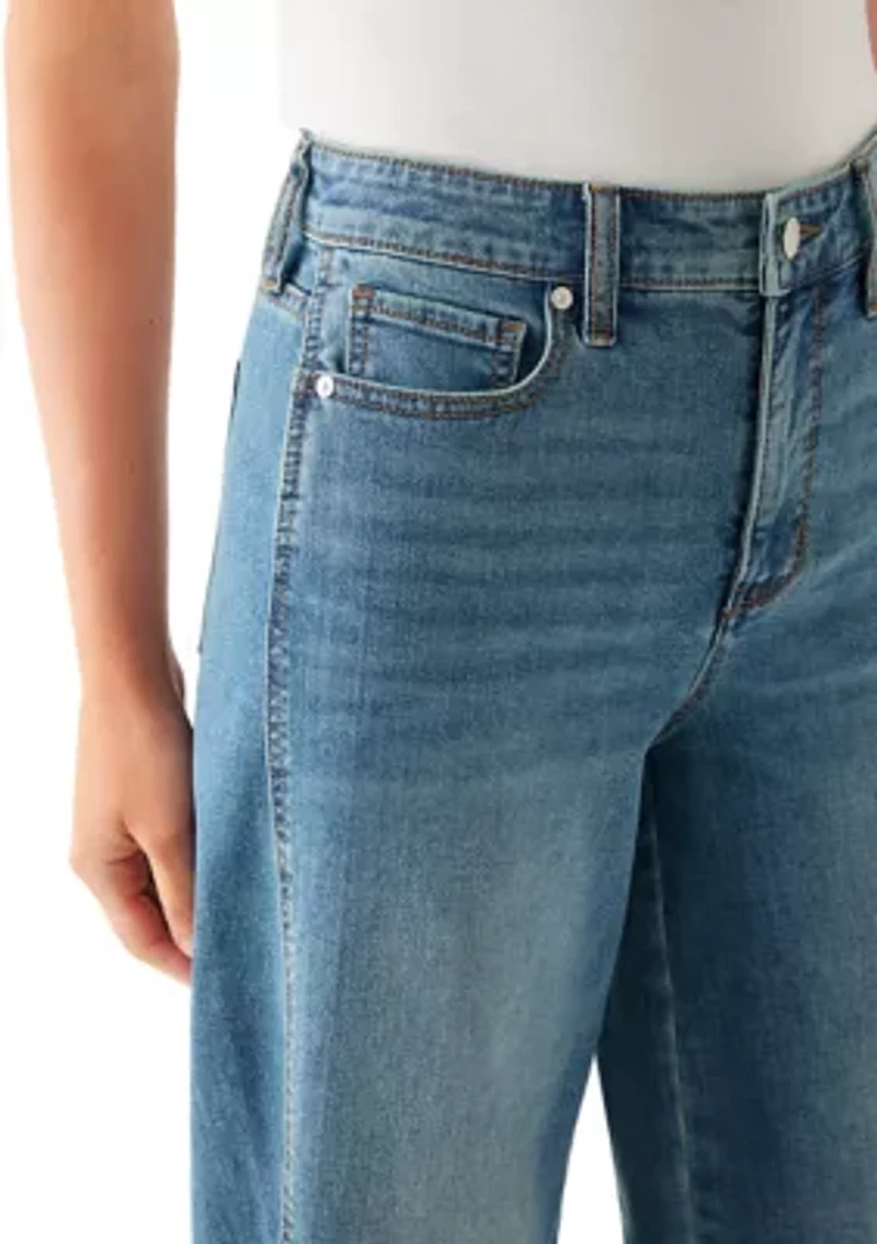 Women's High Rise Seamed Wide Leg Jeans