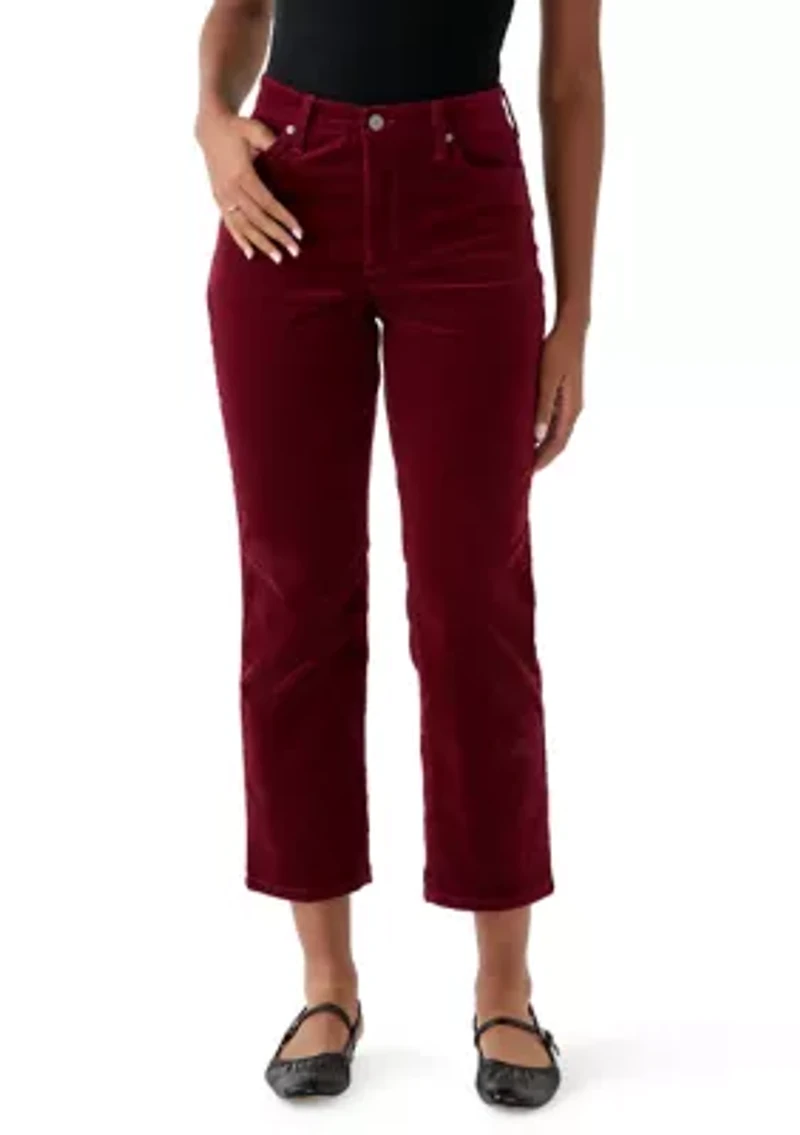 Women's High Rise Velveteen Straight Leg Pants