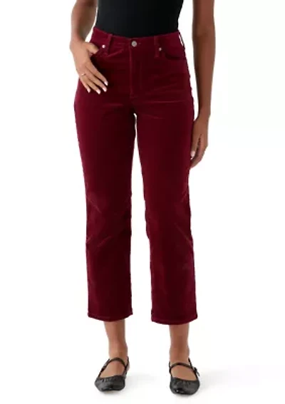 Women's High Rise Velveteen Straight Leg Pants