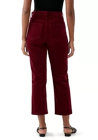 Women's High Rise Velveteen Straight Leg Pants