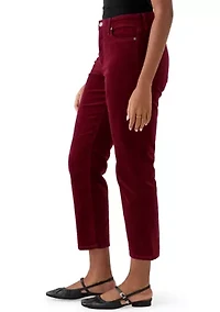 Women's High Rise Velveteen Straight Leg Pants