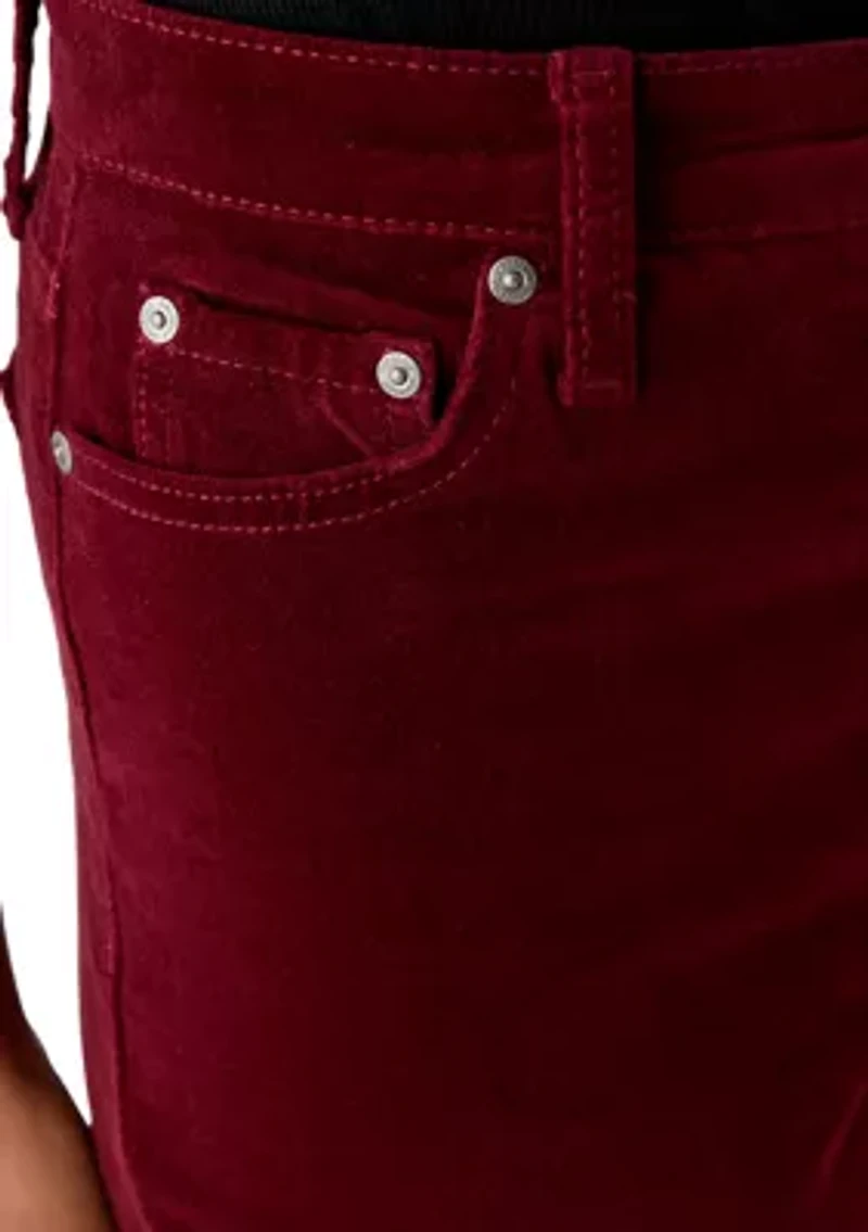 Women's High Rise Velveteen Straight Leg Pants