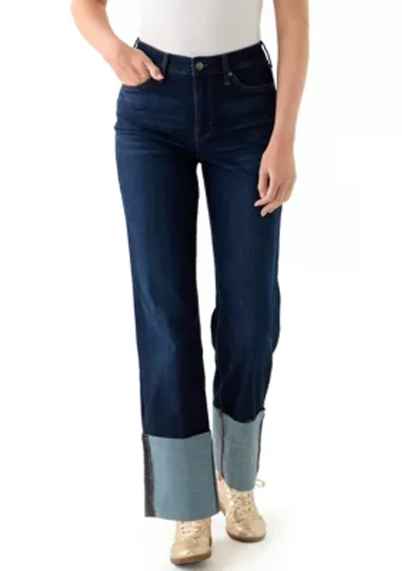 Women's High Rise Tall Cuff Straight Jeans