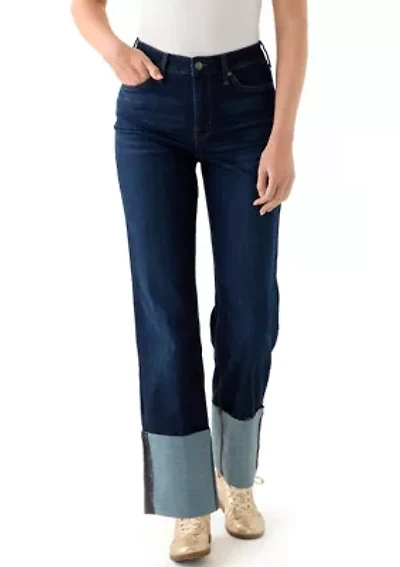 Women's High Rise Tall Cuff Straight Jeans