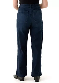 Petite High Rise Patch Pocket Wide Leg Jeans