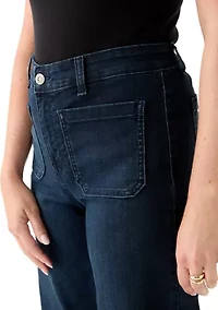 Petite High Rise Patch Pocket Wide Leg Jeans