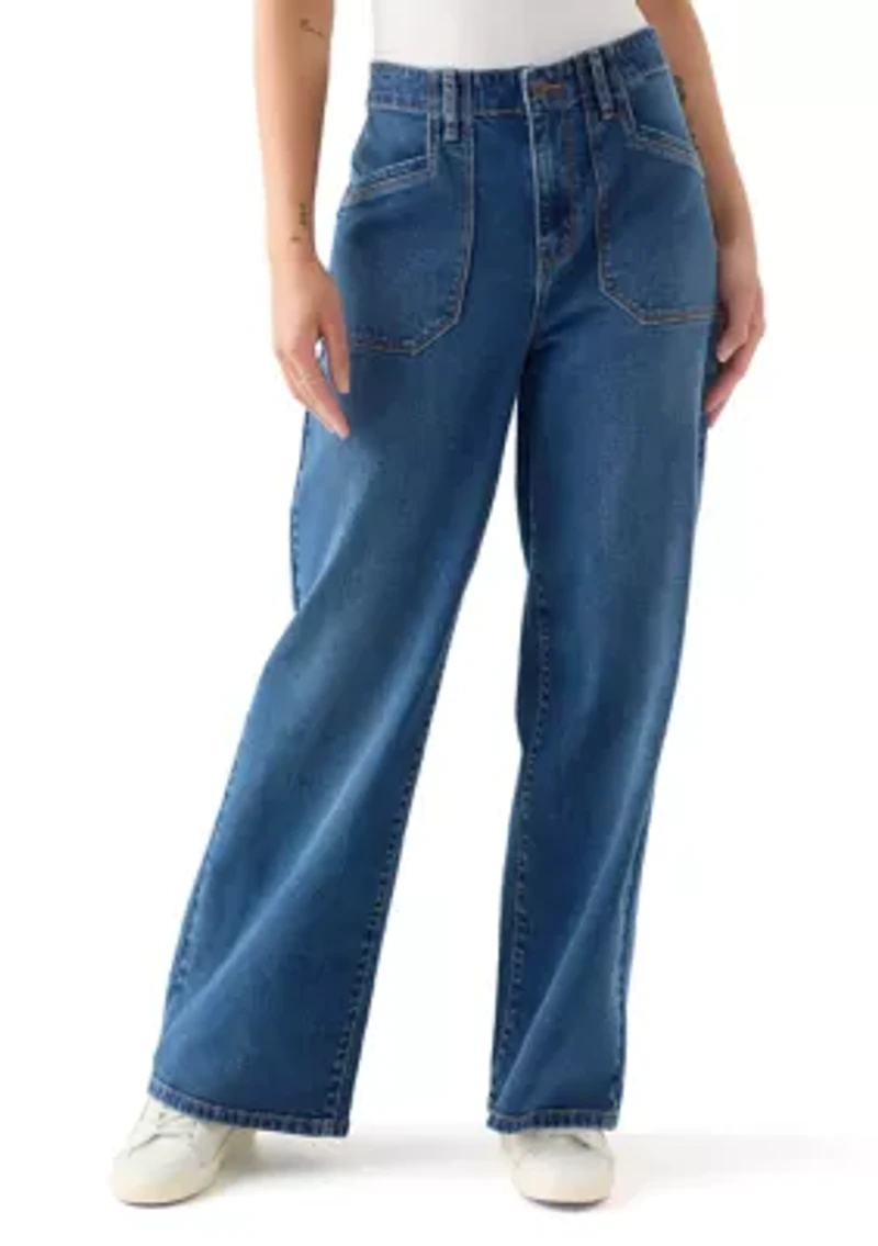 Petite High Rise Pocket Wide Leg Jeans