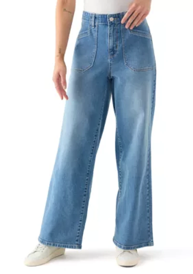 Petite High Rise Pocket Wide Leg Jeans