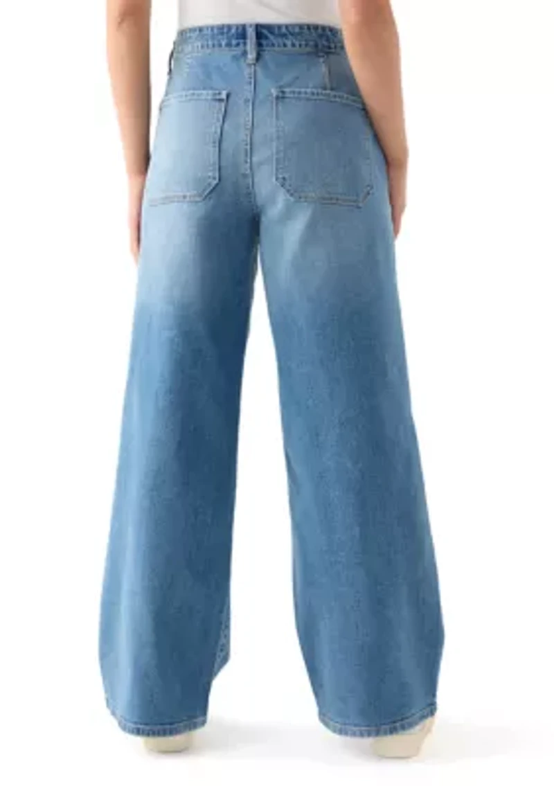 Petite High Rise Pocket Wide Leg Jeans