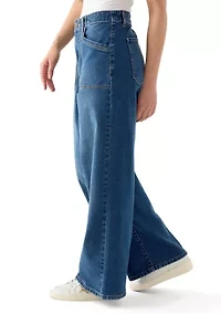 Petite High Rise Pocket Wide Leg Jeans