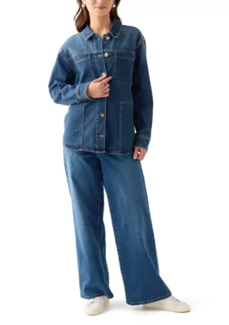 Petite High Rise Pocket Wide Leg Jeans