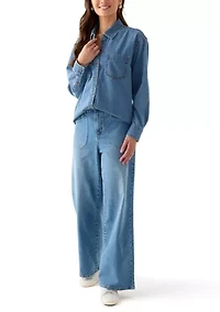 Petite High Rise Pocket Wide Leg Jeans