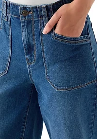 Petite High Rise Pocket Wide Leg Jeans