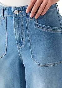 Petite High Rise Pocket Wide Leg Jeans