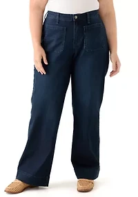Plus Patch Pocket Wide Leg Jeans