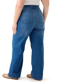 Plus Patch Pocket Wide Leg Jeans