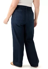 Plus Patch Pocket Wide Leg Jeans