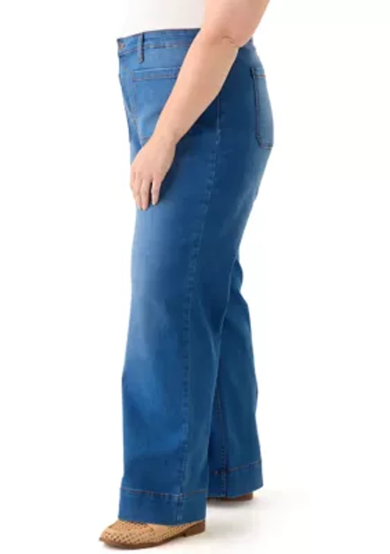 Plus Patch Pocket Wide Leg Jeans
