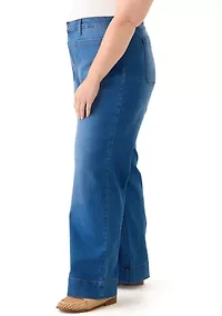 Plus Patch Pocket Wide Leg Jeans