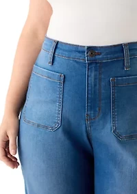 Plus Patch Pocket Wide Leg Jeans