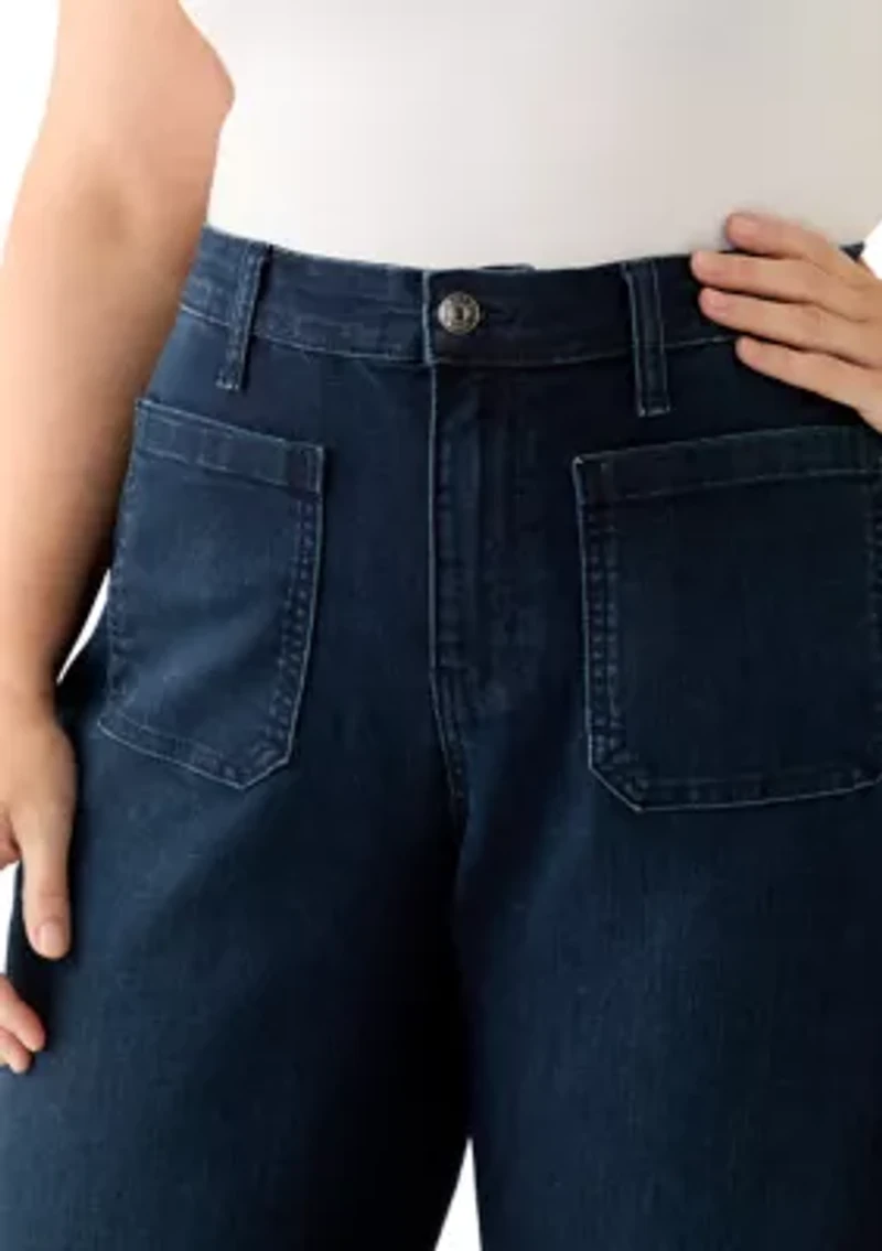 Plus Patch Pocket Wide Leg Jeans