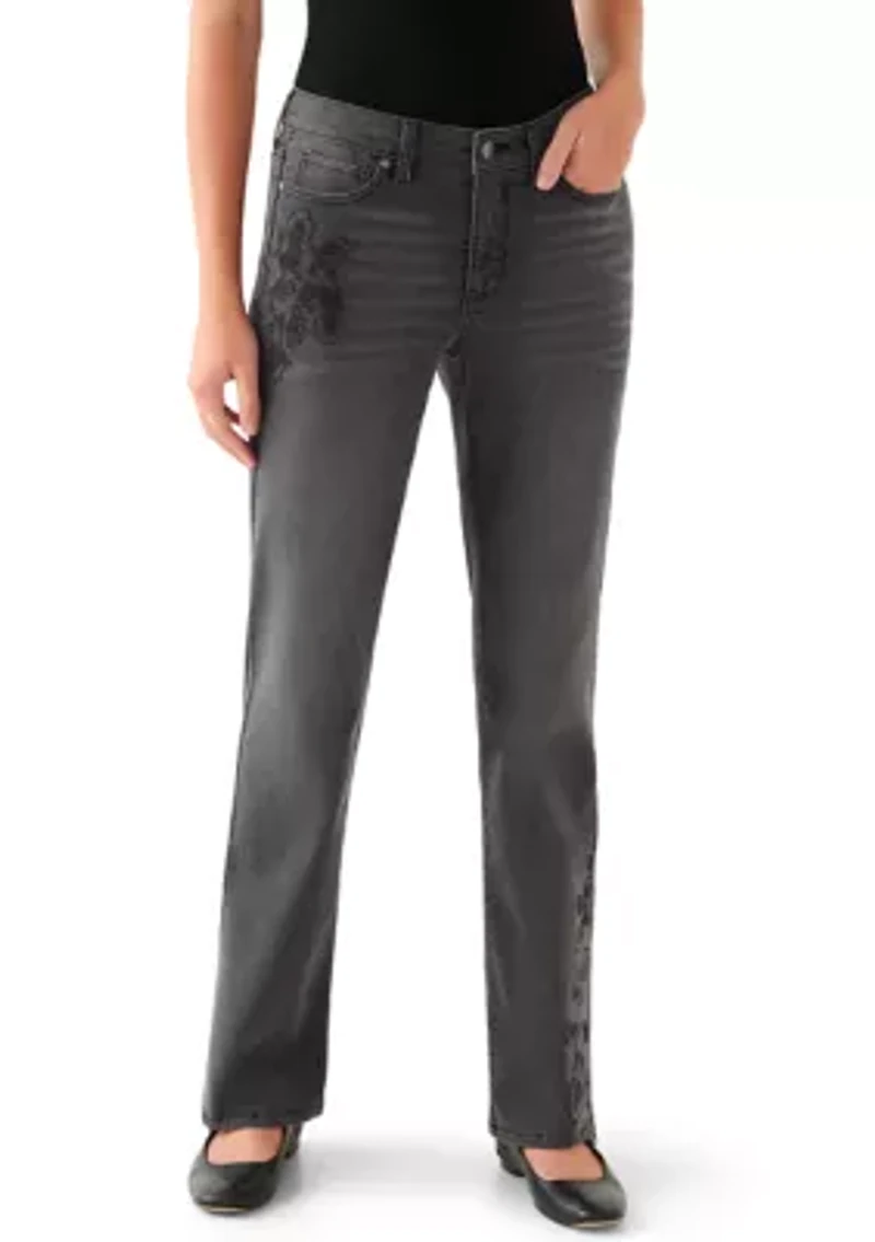 Women's Mid Rise Embroidered Bootcut Jeans