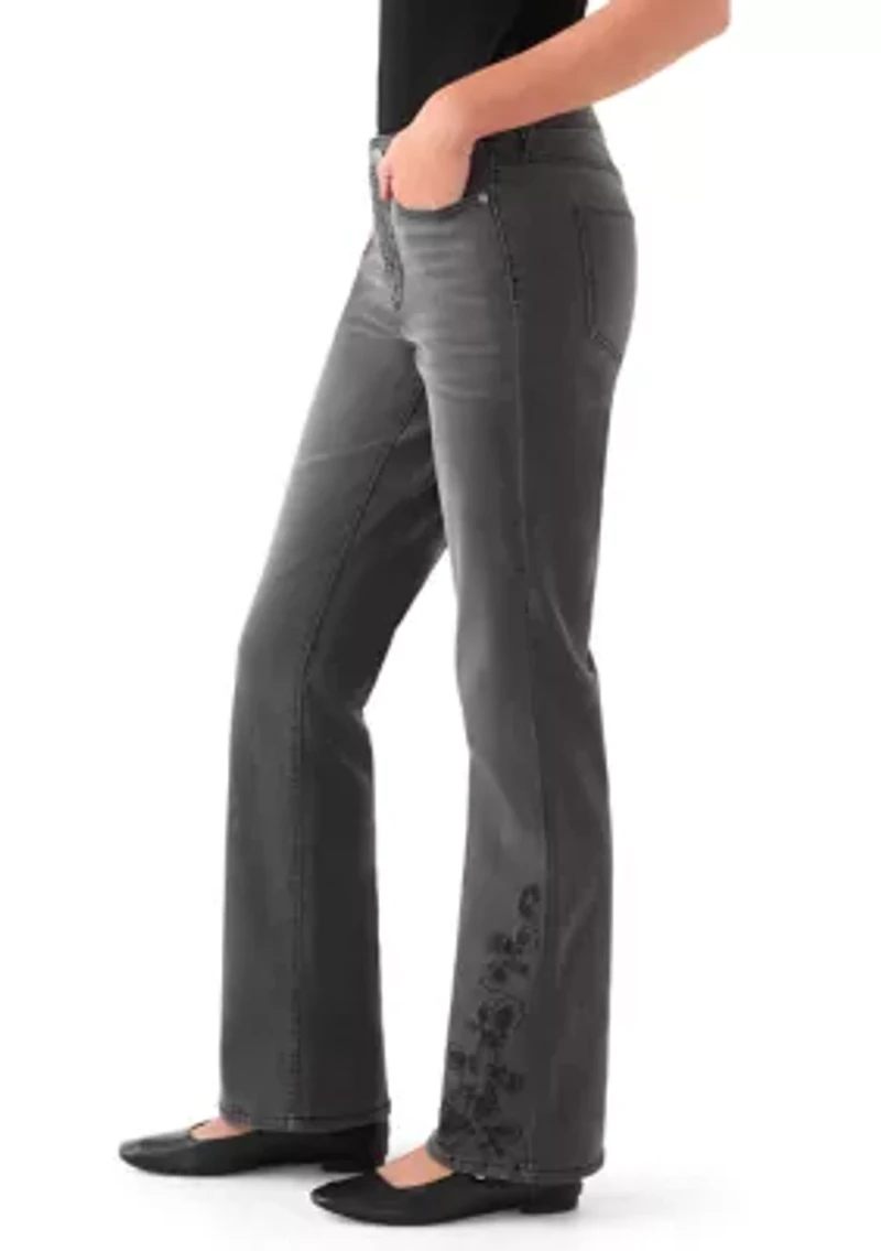 Women's Mid Rise Embroidered Bootcut Jeans