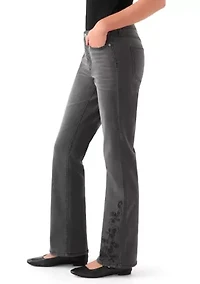 Women's Mid Rise Embroidered Bootcut Jeans