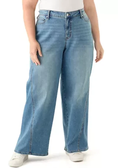 Plus High Rise Forward Seam Wide Leg Jeans