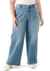 Plus High Rise Forward Seam Wide Leg Jeans
