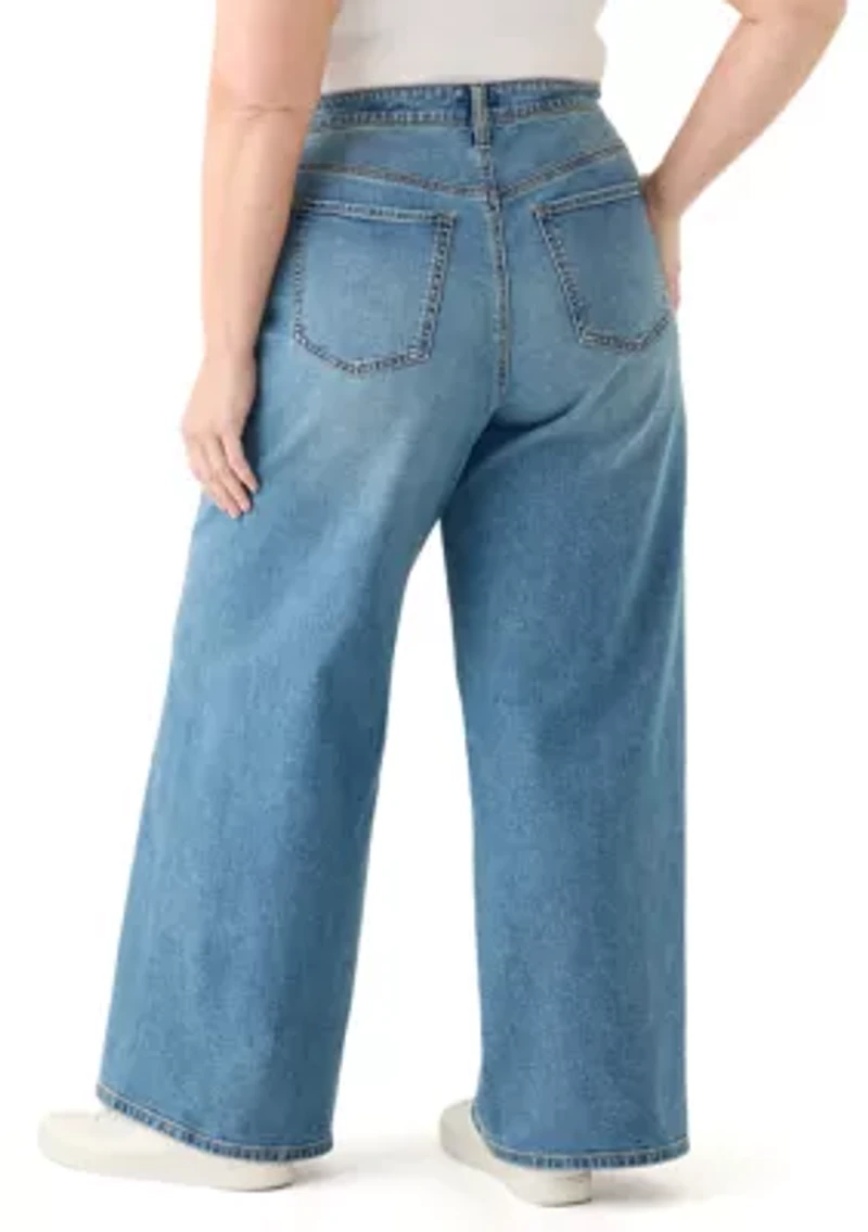 Plus High Rise Forward Seam Wide Leg Jeans