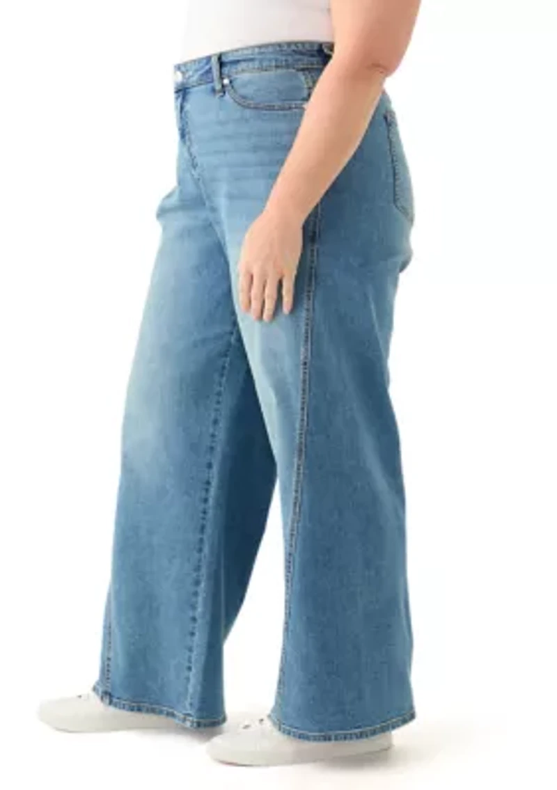 Plus High Rise Forward Seam Wide Leg Jeans