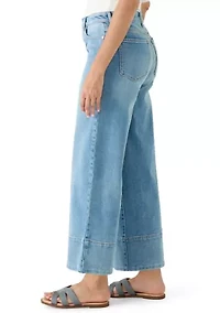 Women's High Rise Seamed Front Wide Leg Cropped Jeans