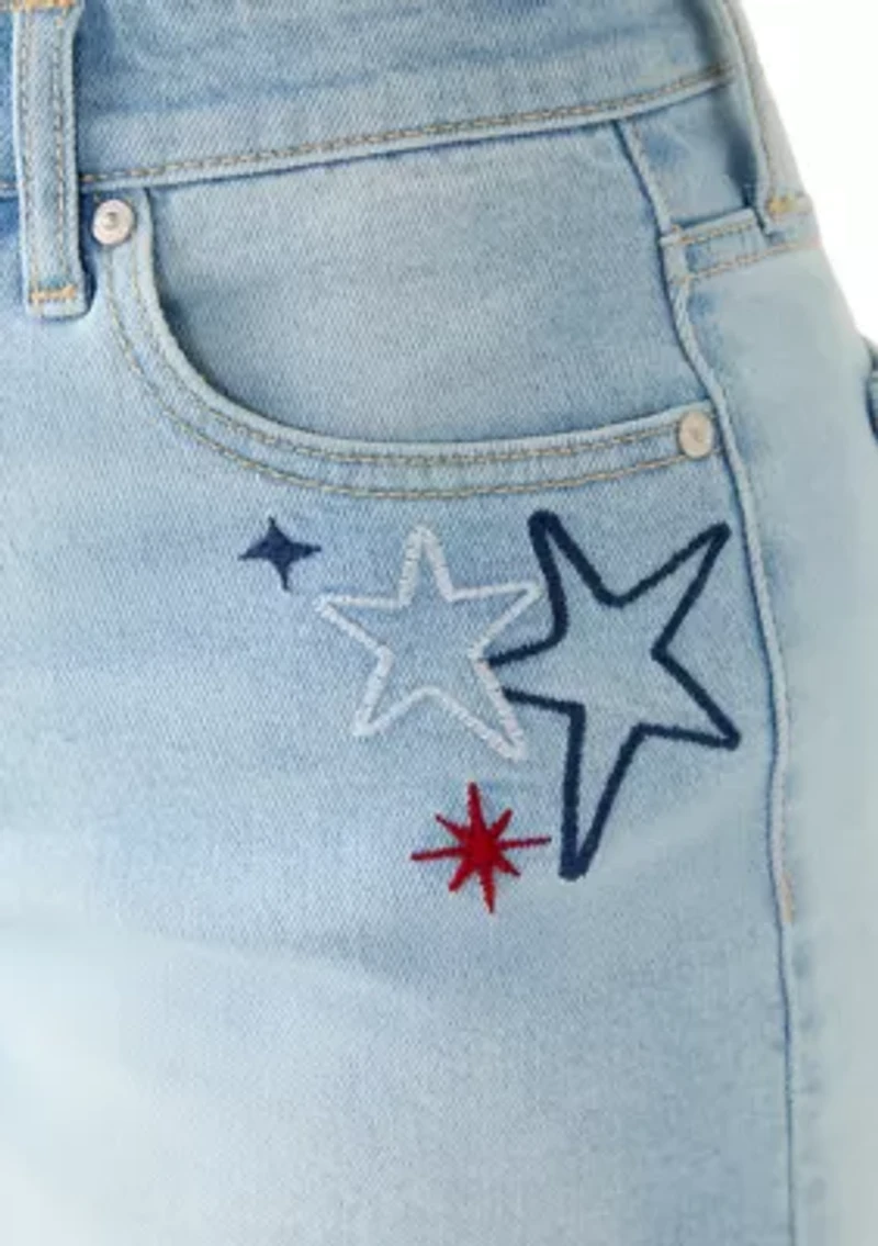 Women's High Rise 5" Embroidered Frayed Shorts