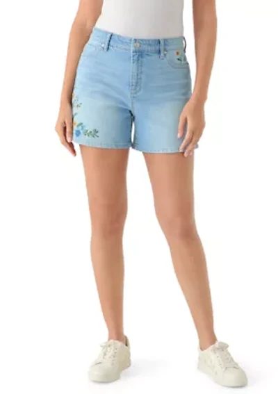 Women's High Rise 5" Embroidered Shorts