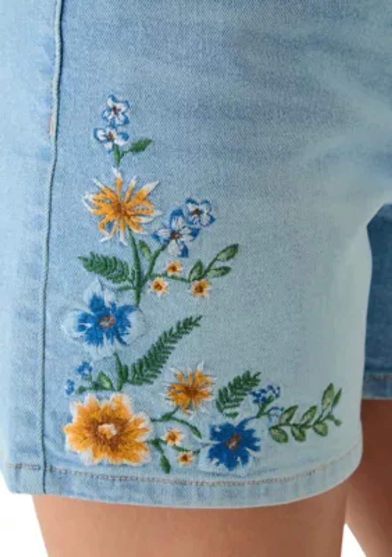 Women's High Rise 5" Embroidered Shorts