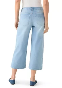 Women's Midrise Wide Leg Embroidered Cropped Pants