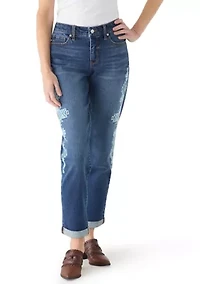 Women's Embroidered Aztec Cropped Jeans