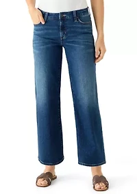Women's Mid-Rise Wide Leg Cropped Jeans